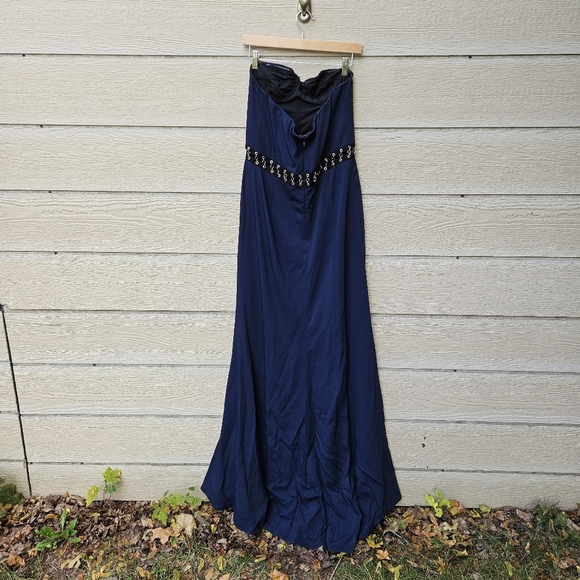 New with flaw Jonathan Simkhai grommet bustier maxi dress midnight size 12 - Picture 2 of 11